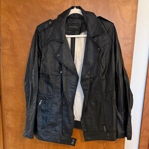 Banana Republic Lightweight Black Leather Military Jacket